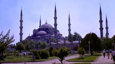 Love this - it's the parking lot where we camped - with the Blue Mosque beyond
